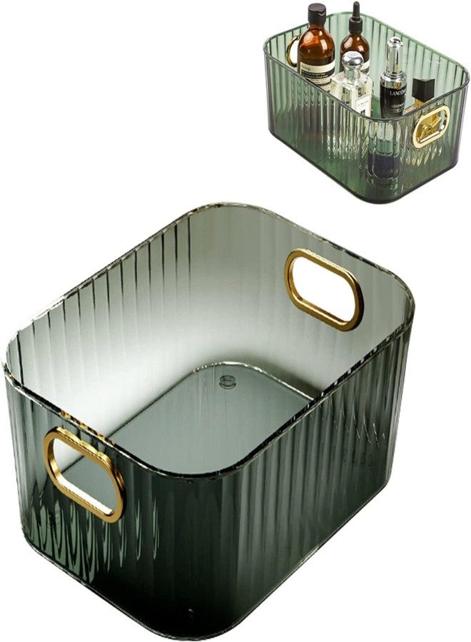 Clazkit Acrylic Desktop Storage Box with Handle Transparent Cosmetics Storage Organizer Multipurpose Use Tray for Kitchen Stackable Storage Box (Transparent) - Image 3